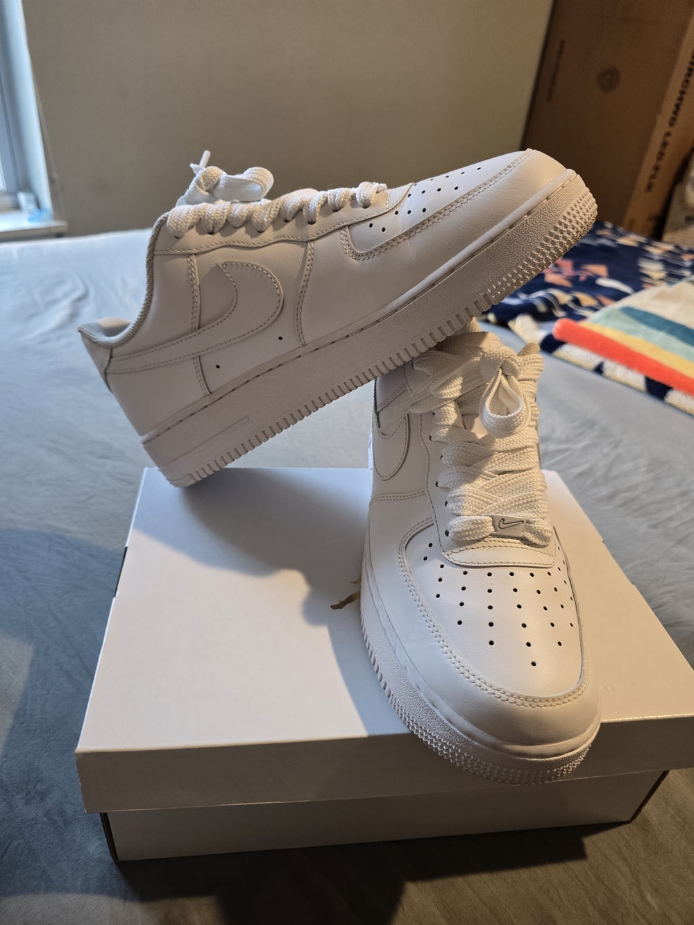 Nike Air Force 1 Low '07 triple White size 10 US men's Custom shoelaces like new